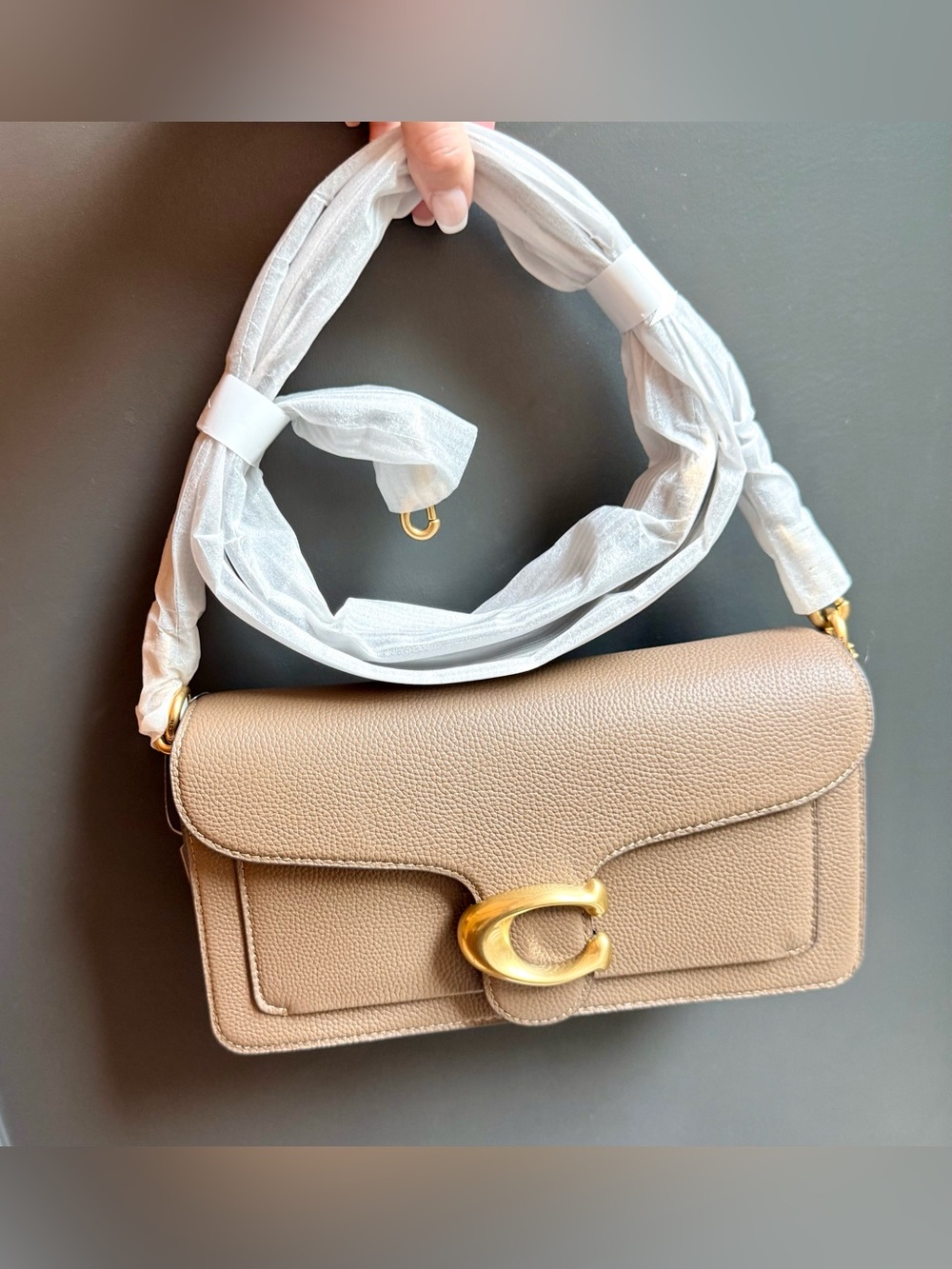 NWT COACH Tabby Shoulder Bag 26 in Polished Pebble Leather Taupe 🤩